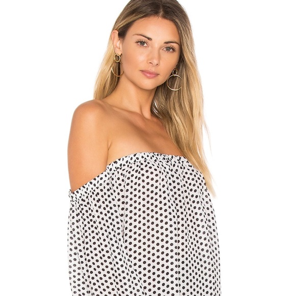 Milly Tops - Milly Jillian Black and White Polka Dot Off-Shoulder Blouse